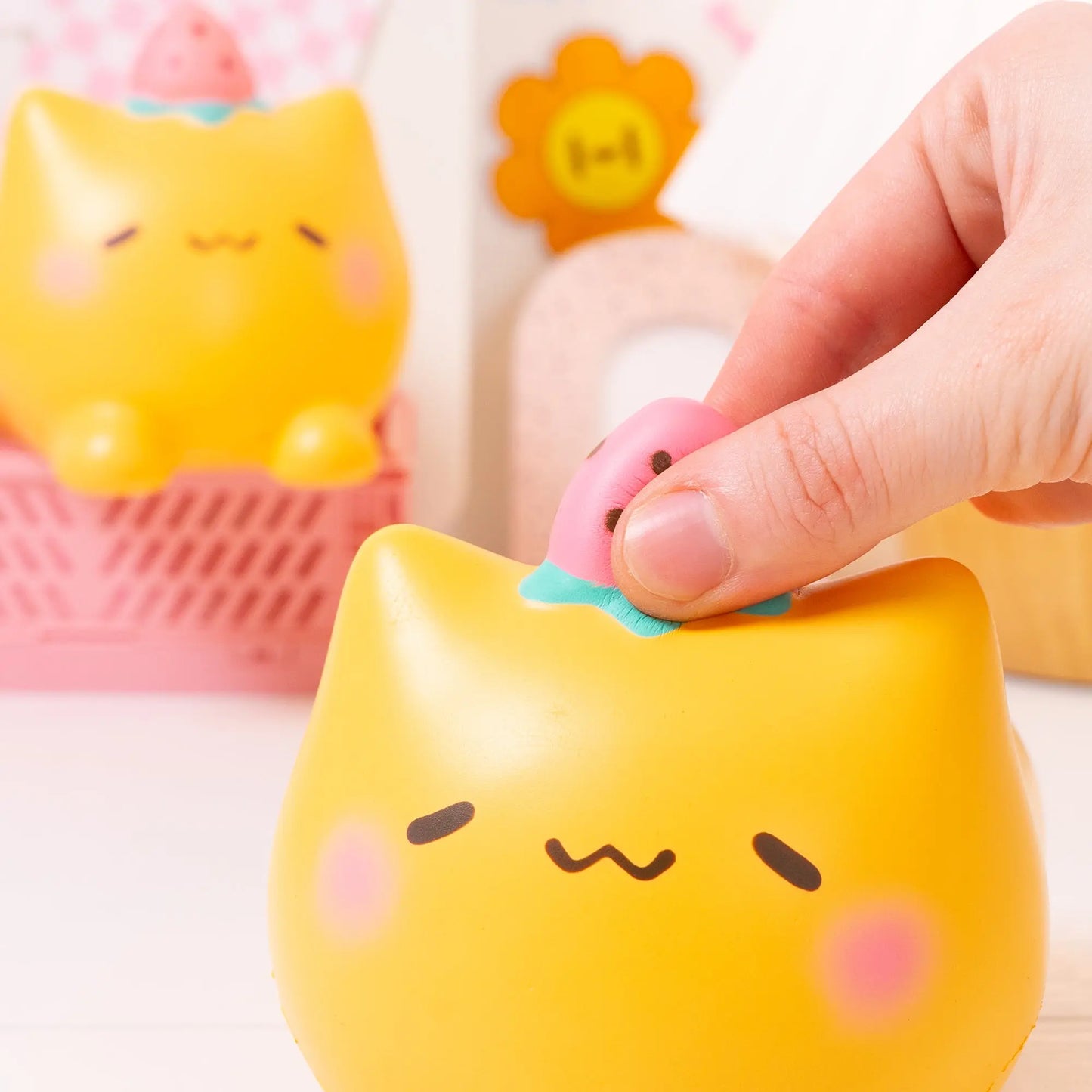 Hamee Original Squishu Jumbo Strawberry Cat - Collectible Slow-Rising Toy for Birthdays, Party Favors, and Stress Relief