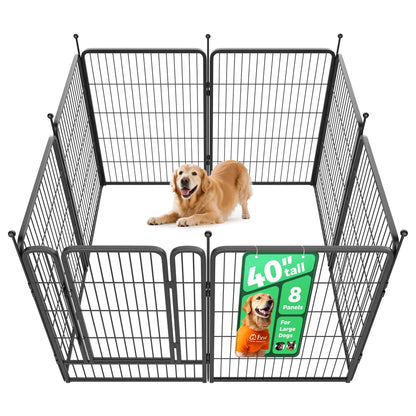FXW Rollick Unleashed Dog Playpen for Indoor and Outdoor Use, Available in Heights of 40", 45", and 50" with 8 or 16 Panels for Medium and Large Dogs, Black/White│Patented Design, Summervibes