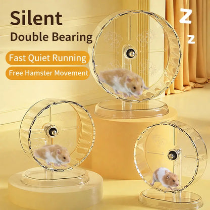 Transparent Silent Hamster Wheel with Double Bearings | Quiet Exercise Wheel for Syrian Hamsters | Durable Clear Acrylic Pet Accessory for Noiseless Nighttime Activity