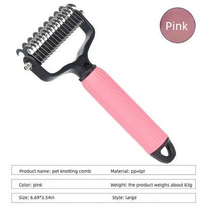 Professional Pet Grooming Tool - Universal Double-Sided Detangling Comb for Dogs with Stainless Steel for Efficient Shedding and Matted Hair Management