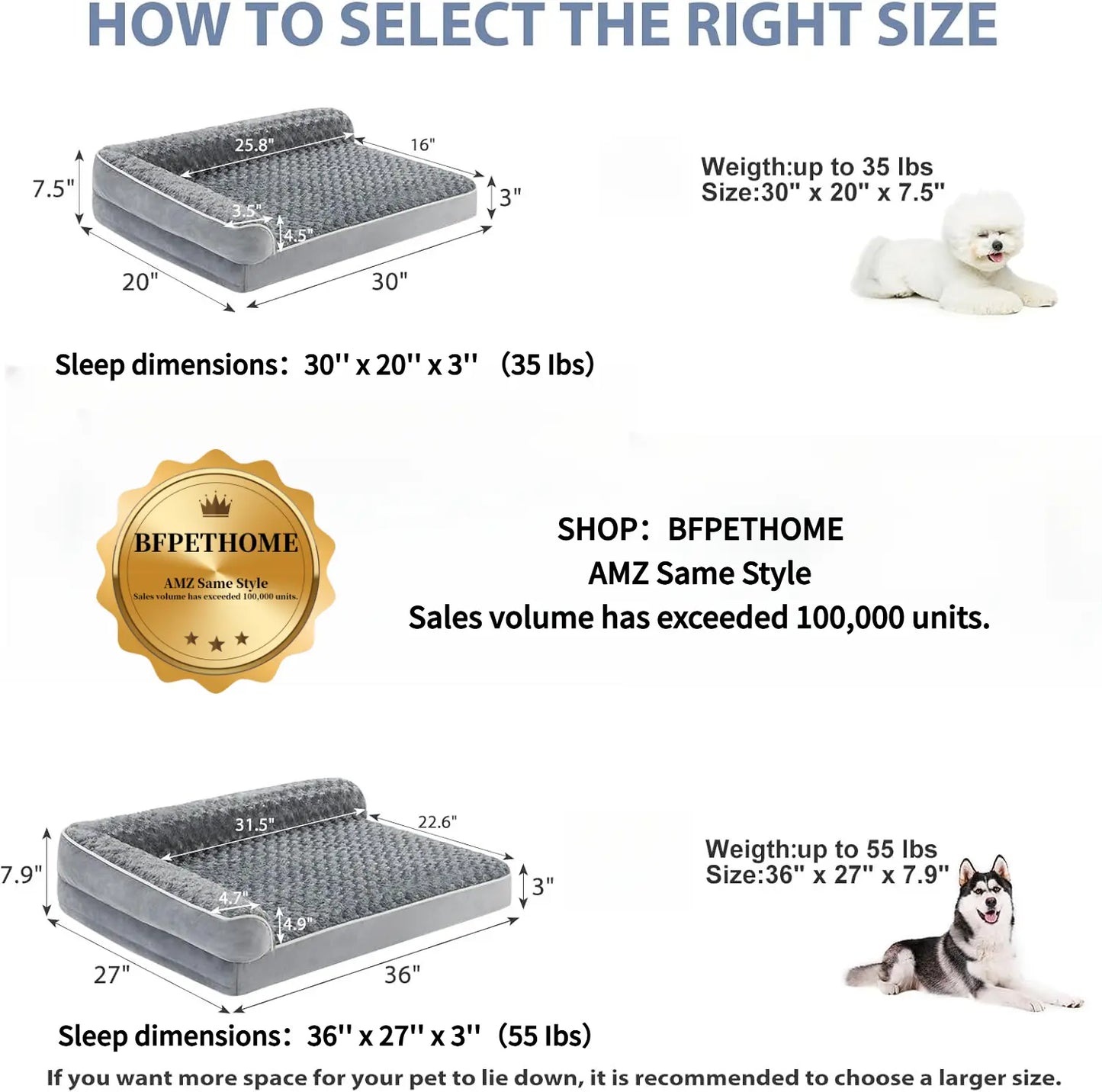 Premium Orthopedic L-Shaped Dog Bed for Large Breeds - Waterproof Velvet Sofa with Pressure Relief Foam, Joint Support, Removable and Washable Cover, Self-Warming Surface, and Non-Slip Base