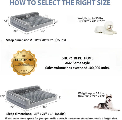 Premium Orthopedic L-Shaped Dog Bed for Large Breeds - Waterproof Velvet Sofa with Pressure Relief Foam, Joint Support, Removable and Washable Cover, Self-Warming Surface, and Non-Slip Base