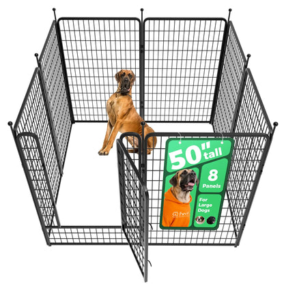 FXW Rollick Unleashed Dog Playpen for Indoor and Outdoor Use, Available in Heights of 40", 45", and 50" with 8 or 16 Panels for Medium and Large Dogs, Black/White│Patented Design, Summervibes