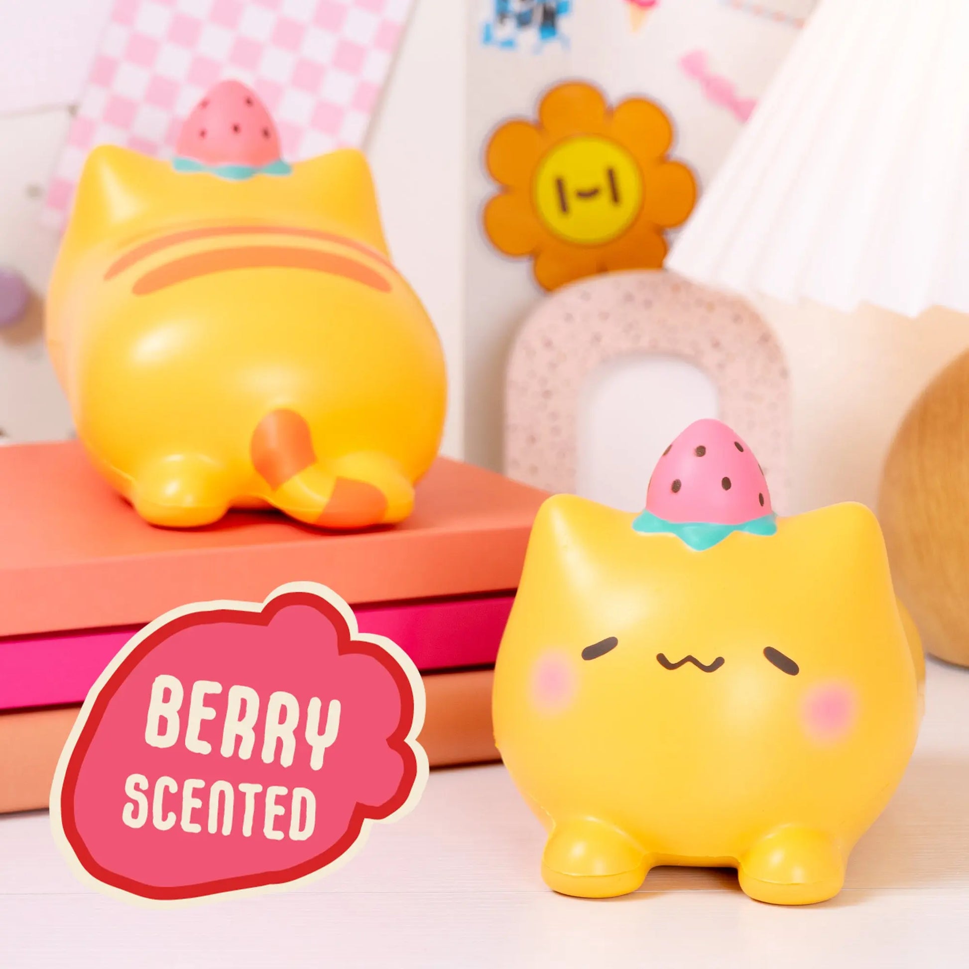 Hamee Original Squishu Jumbo Strawberry Cat - Collectible Slow-Rising Toy for Birthdays, Party Favors, and Stress Relief
