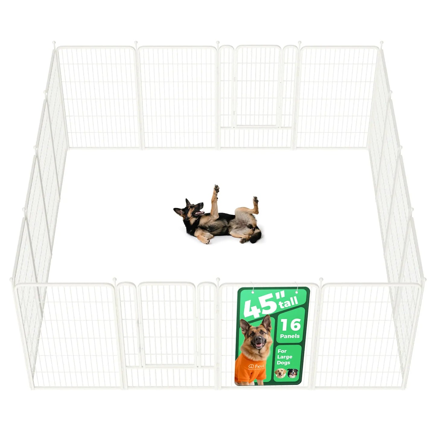 FXW Rollick Unleashed Dog Playpen for Indoor and Outdoor Use, Available in Heights of 40", 45", and 50" with 8 or 16 Panels for Medium and Large Dogs, Black/White│Patented Design, Summervibes