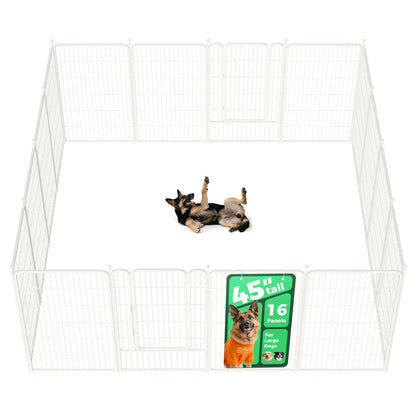 FXW Rollick Unleashed Dog Playpen for Indoor and Outdoor Use, Available in Heights of 40", 45", and 50" with 8 or 16 Panels for Medium and Large Dogs, Black/White│Patented Design, Summervibes