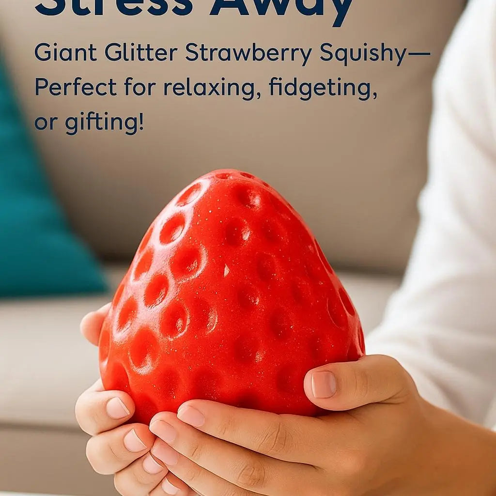 Extra Large 5-Inch Taba Squishy Hamster Strawberry Stress Balls – Vanilla Strawberry Butter Slime, Set of 3 for All Ages