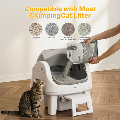 Petpivot Autoscooper 12 Lite Open Top Self-Cleaning Cat Litter Box with Advanced Safety Sensors and Accessible Design for Senior Cats