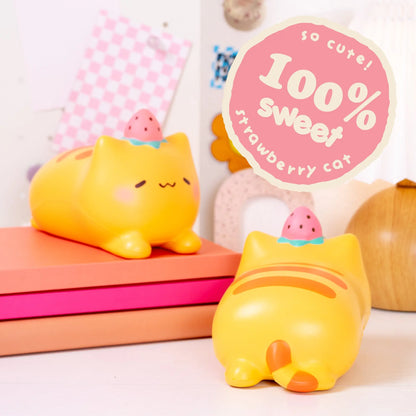 Hamee Original Squishu Jumbo Strawberry Cat - Collectible Slow-Rising Toy for Birthdays, Party Favors, and Stress Relief