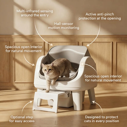 Petpivot Autoscooper 12 Lite Open Top Self-Cleaning Cat Litter Box with Advanced Safety Sensors and Accessible Design for Senior Cats