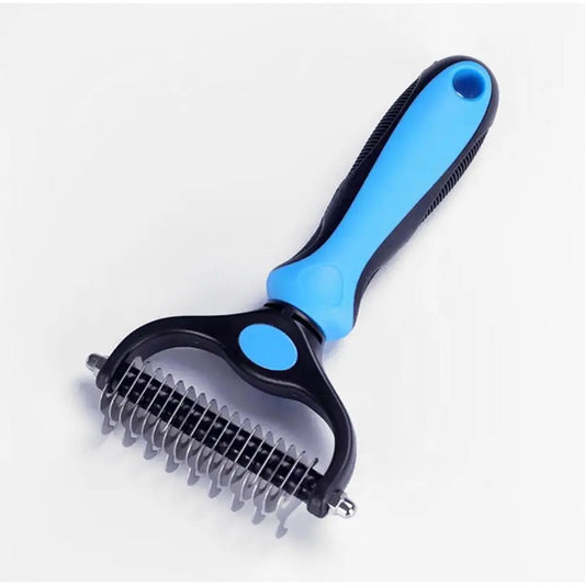 Stainless Steel Double-Sided Pet Detangling Comb - 1 Piece Dog and Cat Grooming Brush for Effective Shedding and Fur Care with Optimal Blade Spacing
