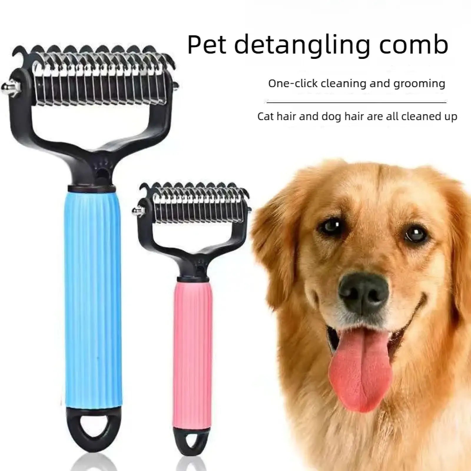 Professional Pet Grooming Tool - Universal Double-Sided Detangling Comb for Dogs with Stainless Steel for Efficient Shedding and Matted Hair Management