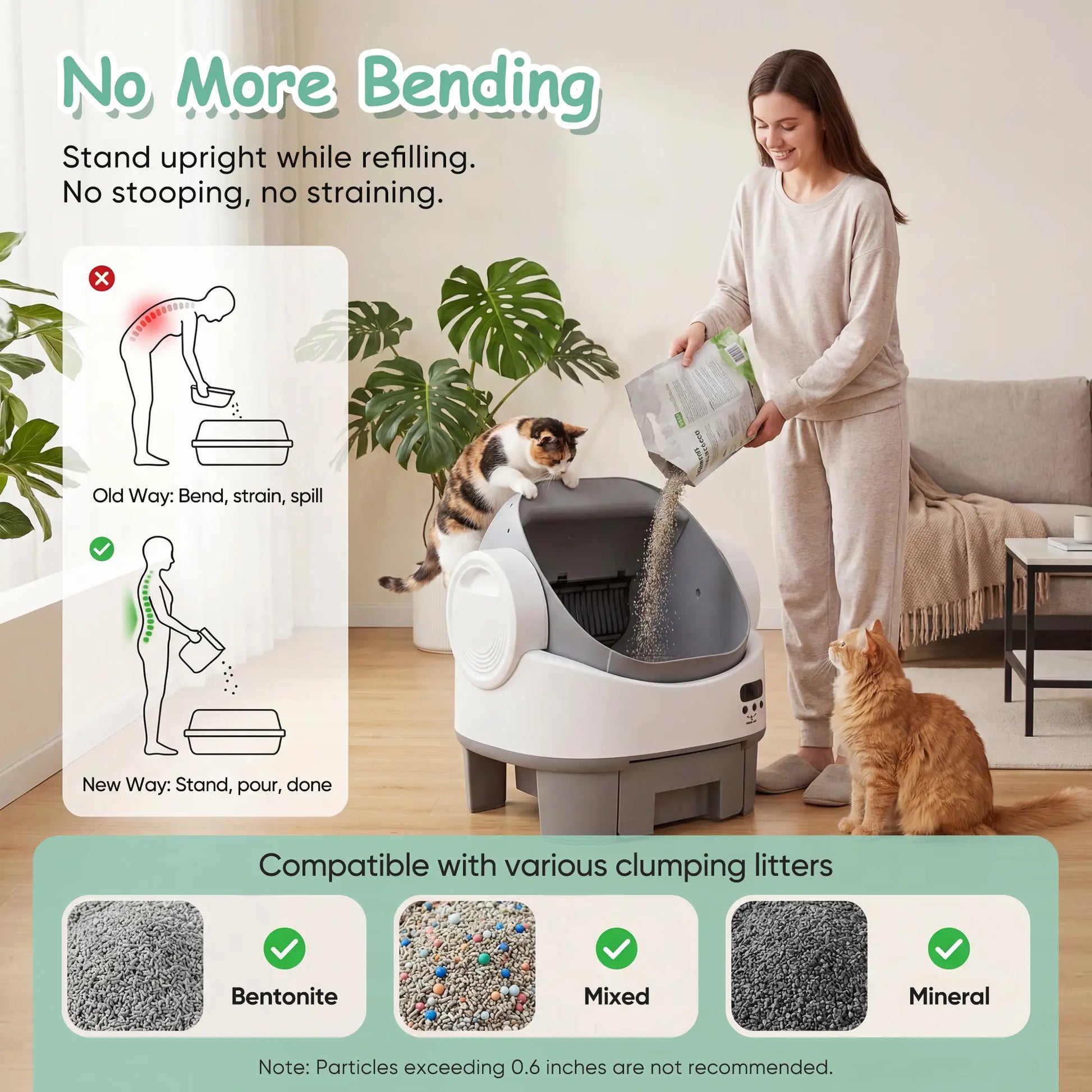 Warcat Advanced Automatic Open-Top Cat Litter Box with Streamlined Self-Cleaning System and Enhanced Safety Sensors for Convenient Usage