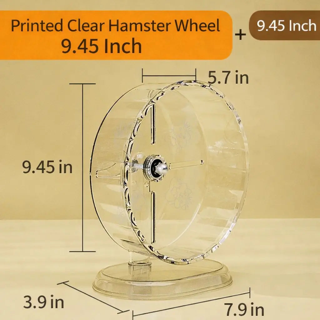 Transparent Silent Hamster Wheel with Double Bearings | Quiet Exercise Wheel for Syrian Hamsters | Durable Clear Acrylic Pet Accessory for Noiseless Nighttime Activity
