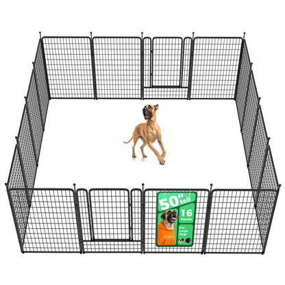 FXW Rollick Unleashed Dog Playpen for Indoor and Outdoor Use, Available in Heights of 40", 45", and 50" with 8 or 16 Panels for Medium and Large Dogs, Black/White│Patented Design, Summervibes