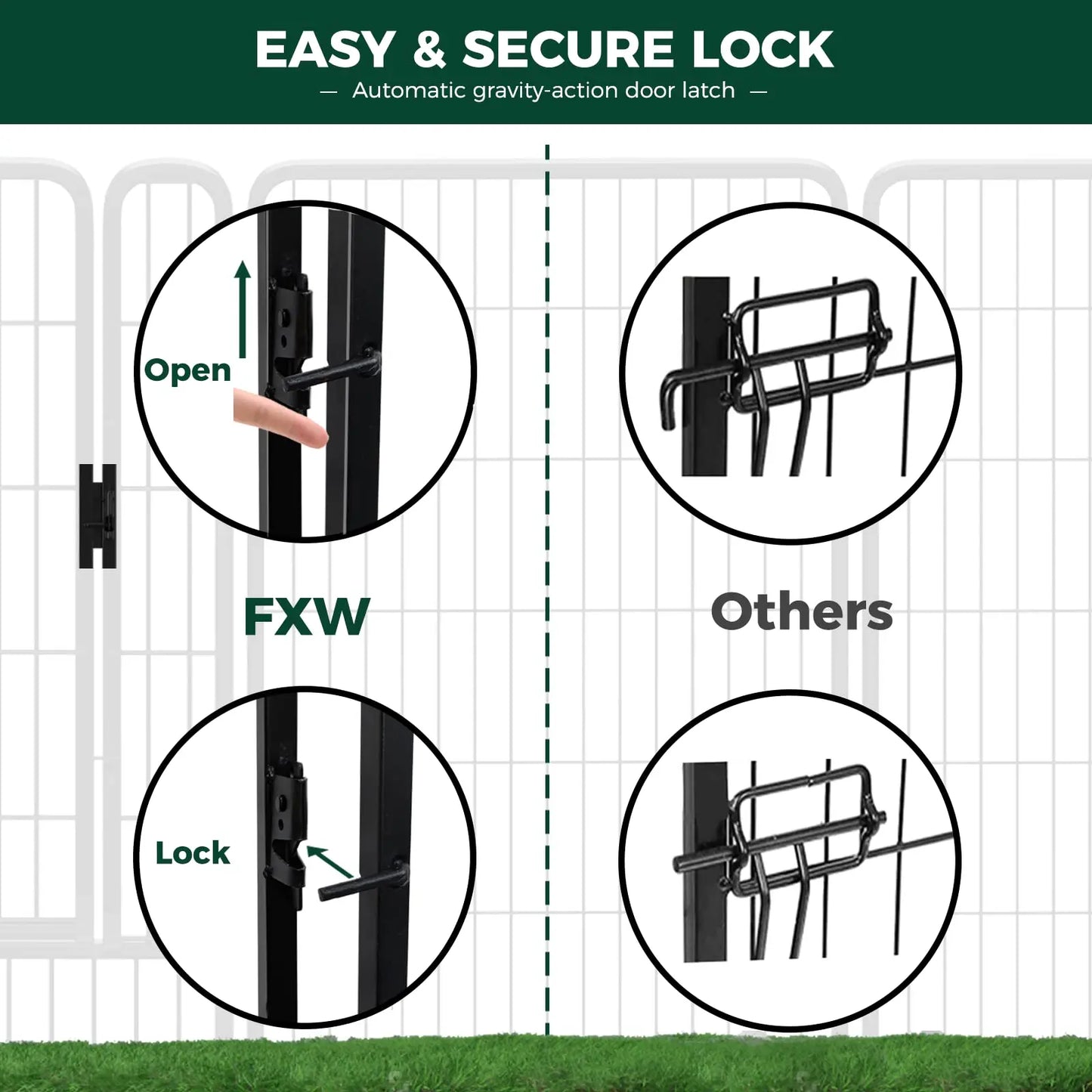 FXW Rollick Unleashed Dog Playpen for Indoor and Outdoor Use, Available in Heights of 40", 45", and 50" with 8 or 16 Panels for Medium and Large Dogs, Black/White│Patented Design, Summervibes
