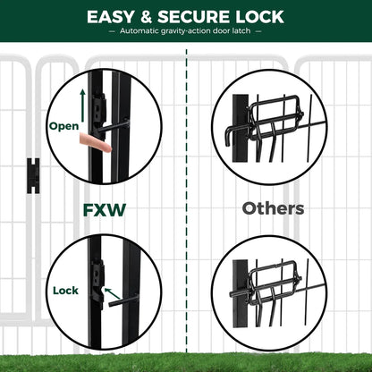 FXW Rollick Unleashed Dog Playpen for Indoor and Outdoor Use, Available in Heights of 40", 45", and 50" with 8 or 16 Panels for Medium and Large Dogs, Black/White│Patented Design, Summervibes