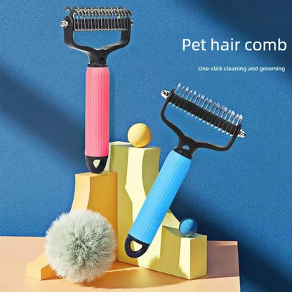 Professional Pet Grooming Tool - Universal Double-Sided Detangling Comb for Dogs with Stainless Steel for Efficient Shedding and Matted Hair Management