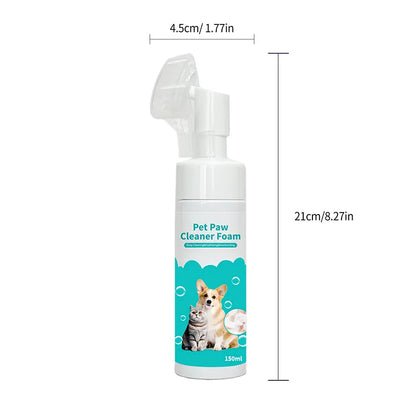 Waterless Pet Paw Cleaner Foam with Silicone Brush - 5 Oz Dog and Cat Foot Washer for Grooming and Moisturizing