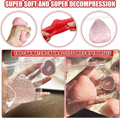 Extra Large 5-Inch Taba Squishy Hamster Strawberry Stress Balls – Vanilla Strawberry Butter Slime, Set of 3 for All Ages