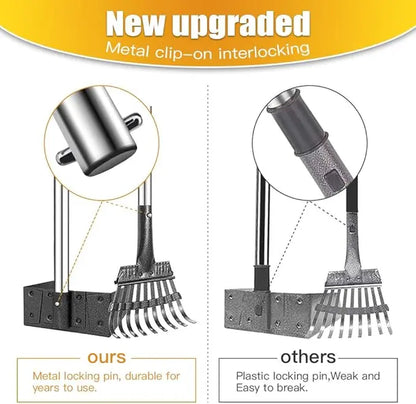 Professional Dog Waste Removal Set with Extra Large 9" x 9.5" Tray and 38" Adjustable Handle for Large Breeds - Durable Rust-Proof Metal and Aluminum Construction