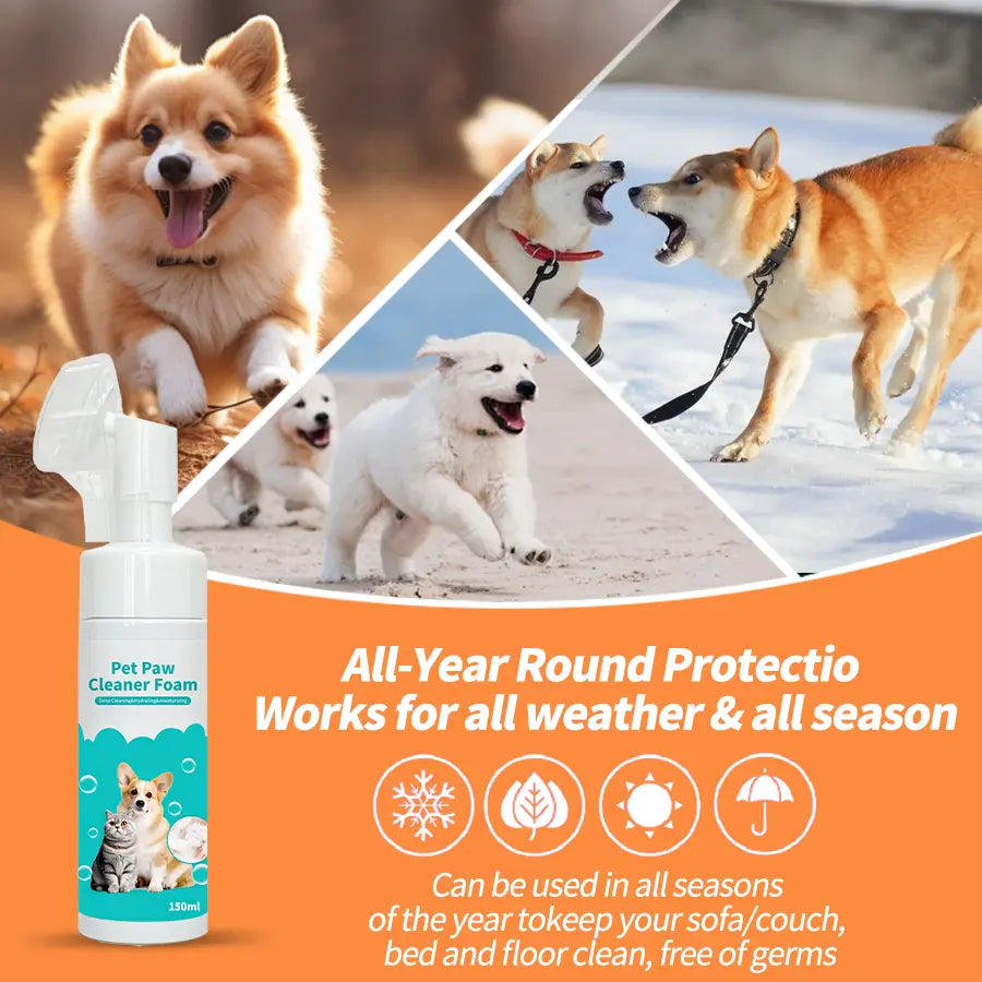 Waterless Pet Paw Cleaner Foam with Silicone Brush - 5 Oz Dog and Cat Foot Washer for Grooming and Moisturizing