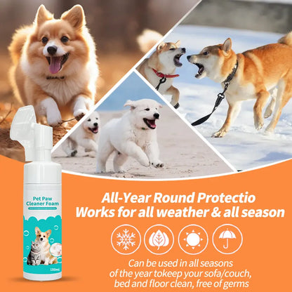 Waterless Pet Paw Cleaner Foam with Silicone Brush - 5 Oz Dog and Cat Foot Washer for Grooming and Moisturizing