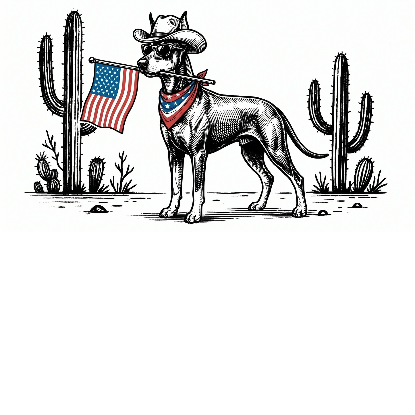 Patriotic Dog Shirt by Comfort Colors for Over 50 Breeds - Western Cowboy Tee, Ideal 4th of July Gift for Dog Lovers, USA Flag Design