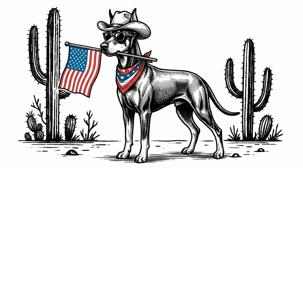 Patriotic Dog Shirt by Comfort Colors for Over 50 Breeds - Western Cowboy Tee, Ideal 4th of July Gift for Dog Lovers, USA Flag Design