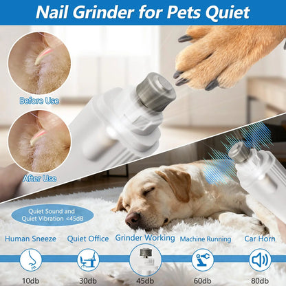PetPulse Dual-Function LED Nail Grinder for Dogs and Cats - Precision Nail Trimmer with Ergonomic Non-Slip Handle for Safe Home Grooming