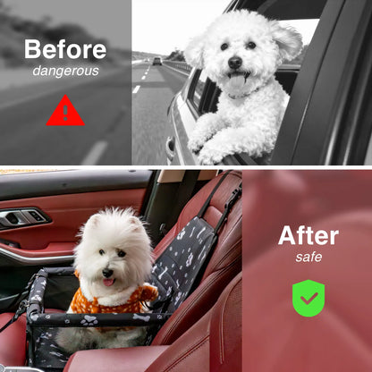 Pet Car Seat - Foldable Safety Booster for Cats and Dogs | Breathable, Easy-to-Clean Design with Spacious Interior | Compatible with Front and Back Seats, Simple Assembly