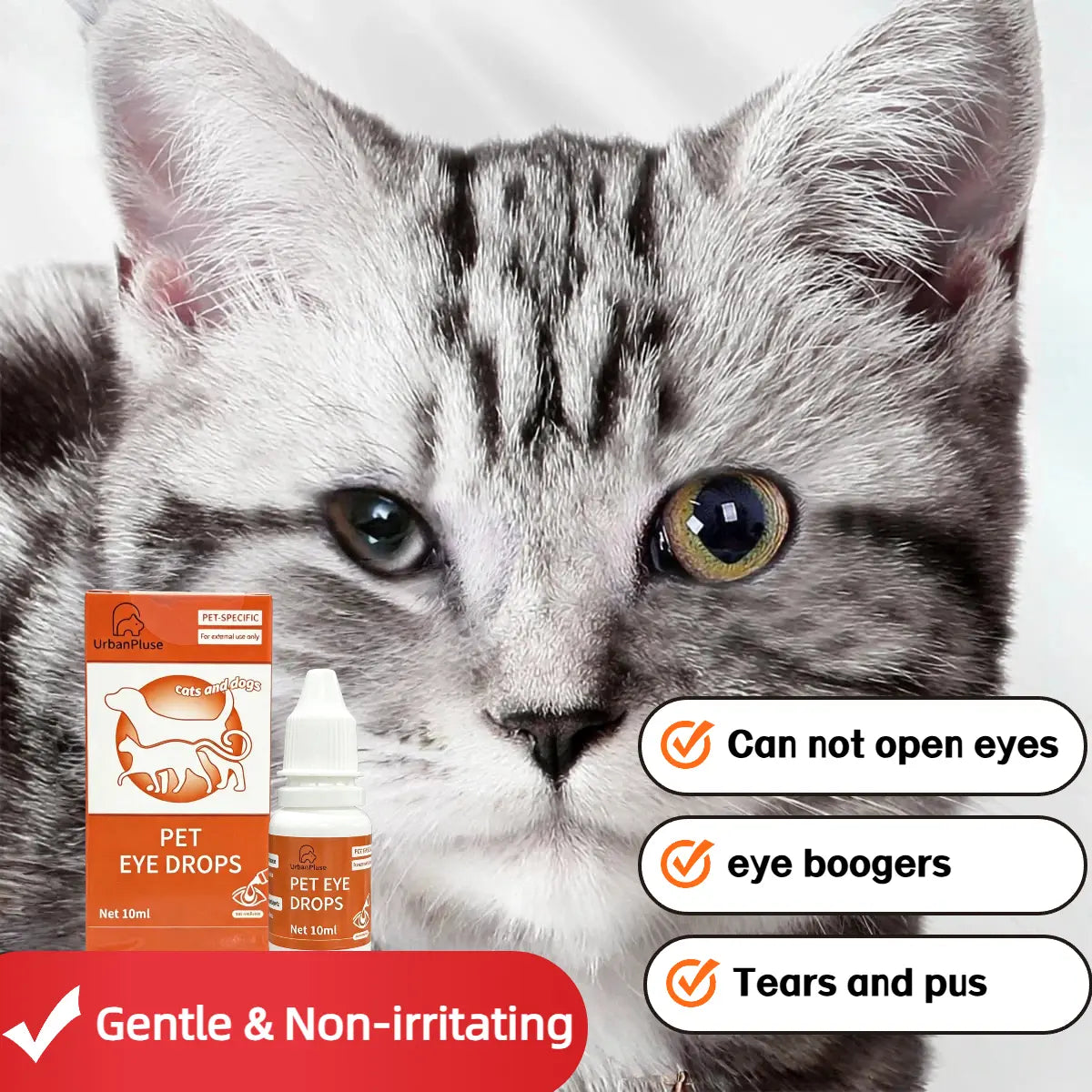Veterinary Eye Drops and Infection Treatment for Dogs and Cats - Alleviate Infections, Allergies, Dry Eyes, and Pink Eye; Tear Stain Cleaner and Eye Rinse for Kittens