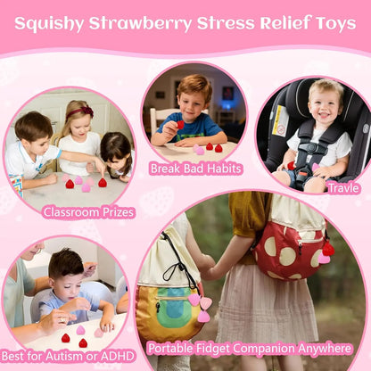 Extra Large 5-Inch Taba Squishy Hamster Strawberry Stress Balls – Vanilla Strawberry Butter Slime, Set of 3 for All Ages
