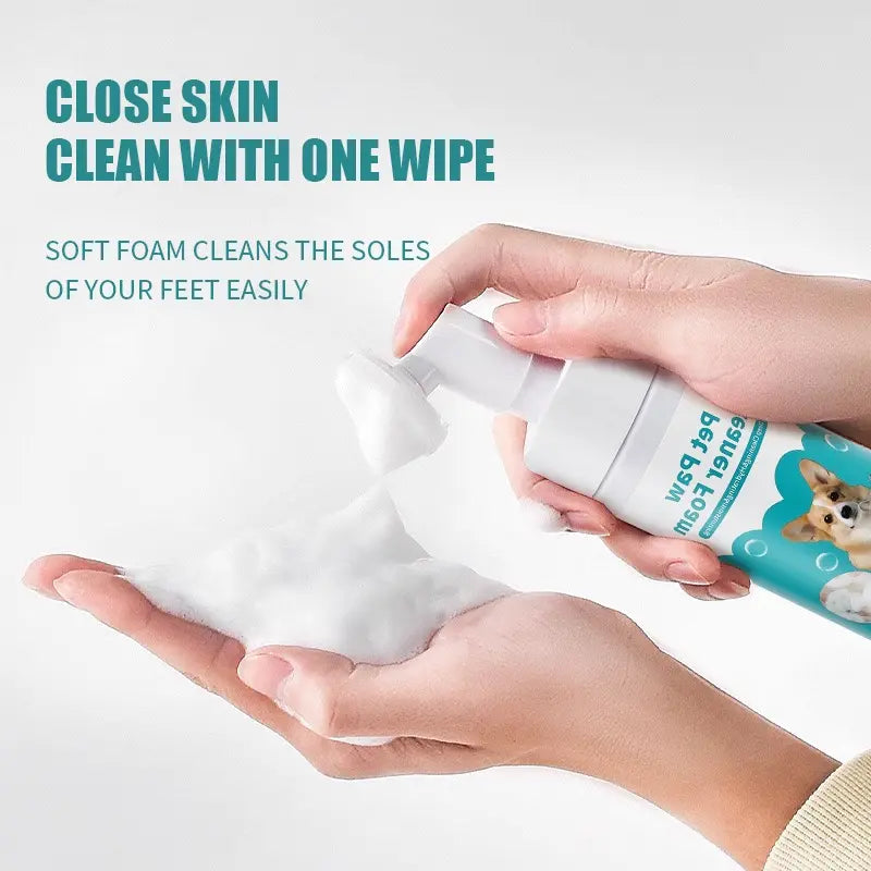 Waterless Pet Paw Cleaner Foam with Silicone Brush - 5 Oz Dog and Cat Foot Washer for Grooming and Moisturizing