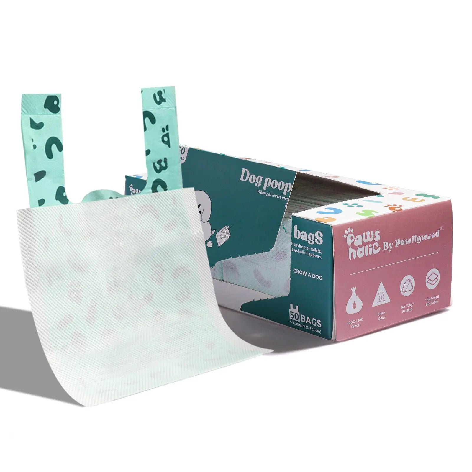 Eco-Friendly Double-Layer Dog Waste Bags with Paper Towels - 50 Count Value Pack, Leak-Proof and Durable for Travel, Walking, and Home Use