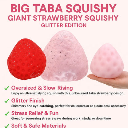Extra Large 5-Inch Taba Squishy Hamster Strawberry Stress Balls – Vanilla Strawberry Butter Slime, Set of 3 for All Ages