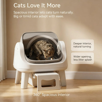 Petpivot Autoscooper 12 Lite Open Top Self-Cleaning Cat Litter Box with Advanced Safety Sensors and Accessible Design for Senior Cats
