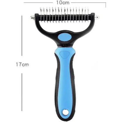 Stainless Steel Double-Sided Pet Detangling Comb - 1 Piece Dog and Cat Grooming Brush for Effective Shedding and Fur Care with Optimal Blade Spacing
