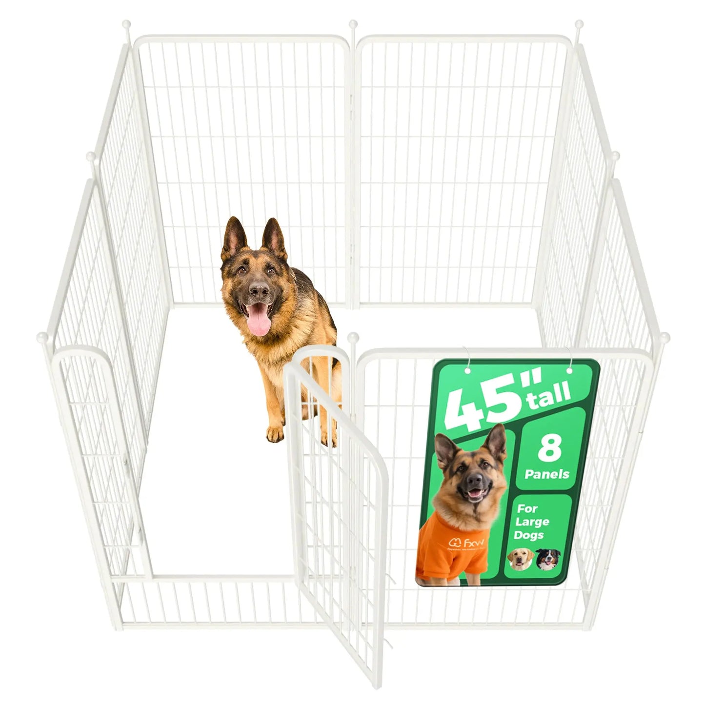 FXW Rollick Unleashed Dog Playpen for Indoor and Outdoor Use, Available in Heights of 40", 45", and 50" with 8 or 16 Panels for Medium and Large Dogs, Black/White│Patented Design, Summervibes