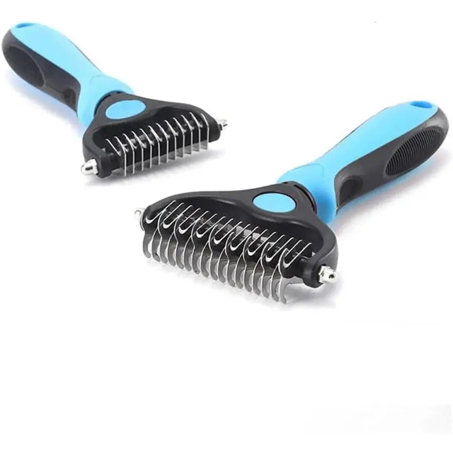 Stainless Steel Double-Sided Pet Detangling Comb - 1 Piece Dog and Cat Grooming Brush for Effective Shedding and Fur Care with Optimal Blade Spacing