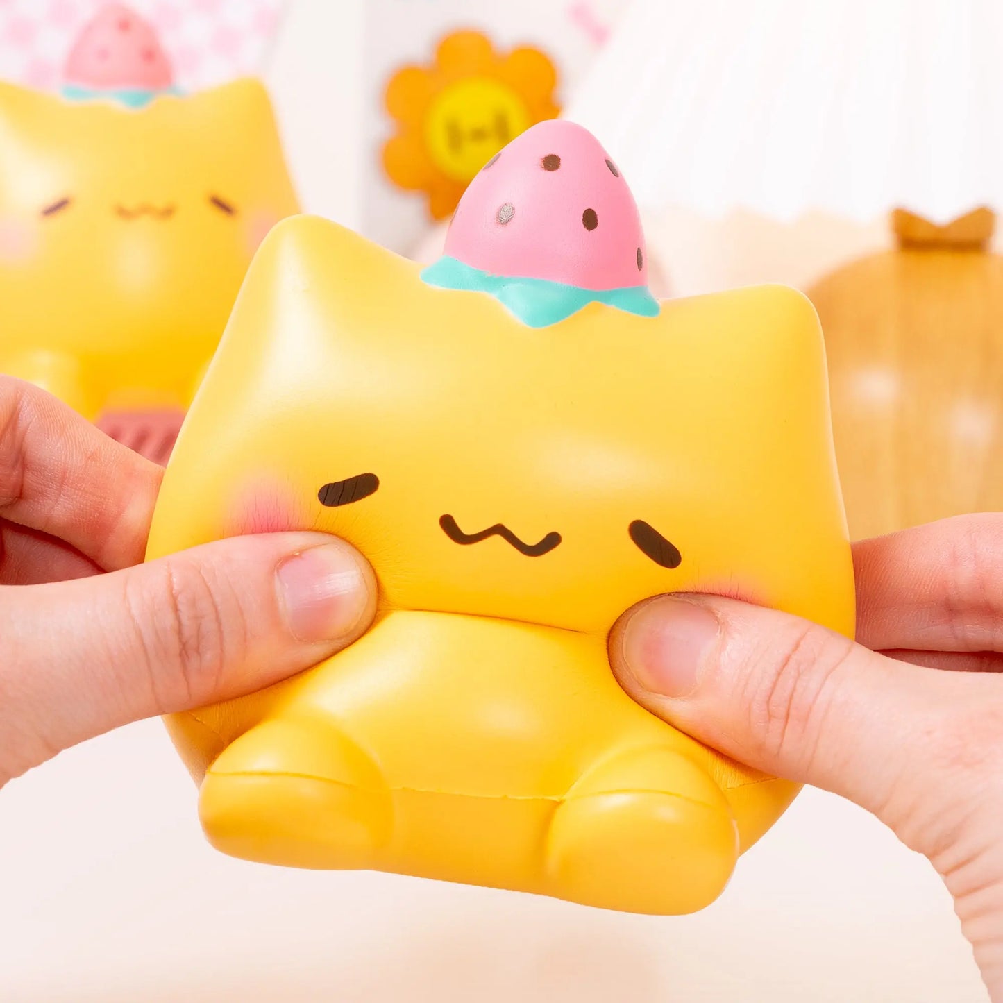 Hamee Original Squishu Jumbo Strawberry Cat - Collectible Slow-Rising Toy for Birthdays, Party Favors, and Stress Relief
