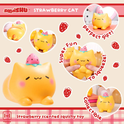 Hamee Original Squishu Jumbo Strawberry Cat - Collectible Slow-Rising Toy for Birthdays, Party Favors, and Stress Relief