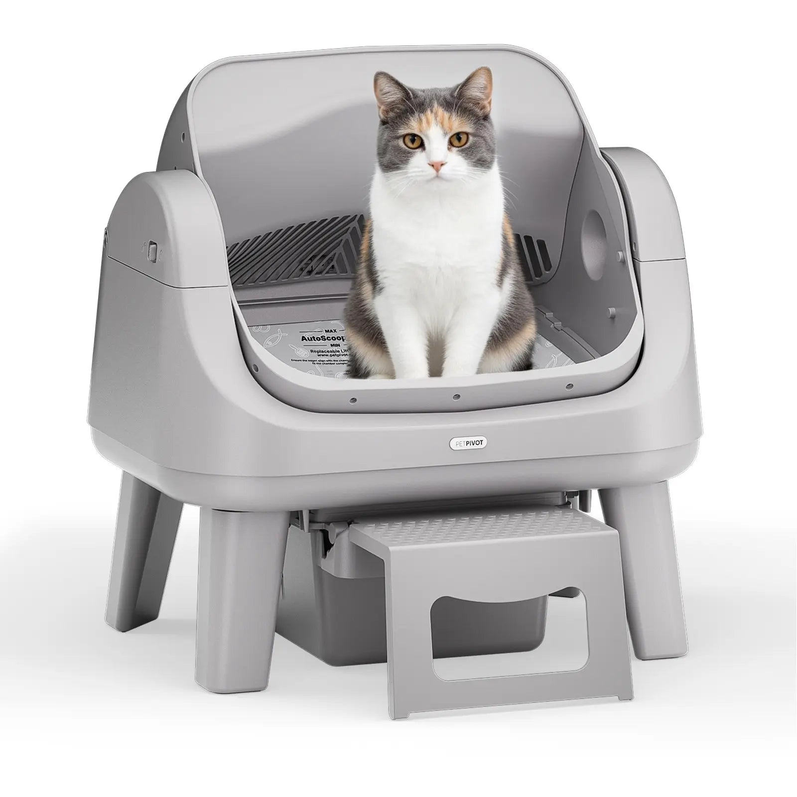 Petpivot Autoscooper 12 Lite Open Top Self-Cleaning Cat Litter Box with Advanced Safety Sensors and Accessible Design for Senior Cats