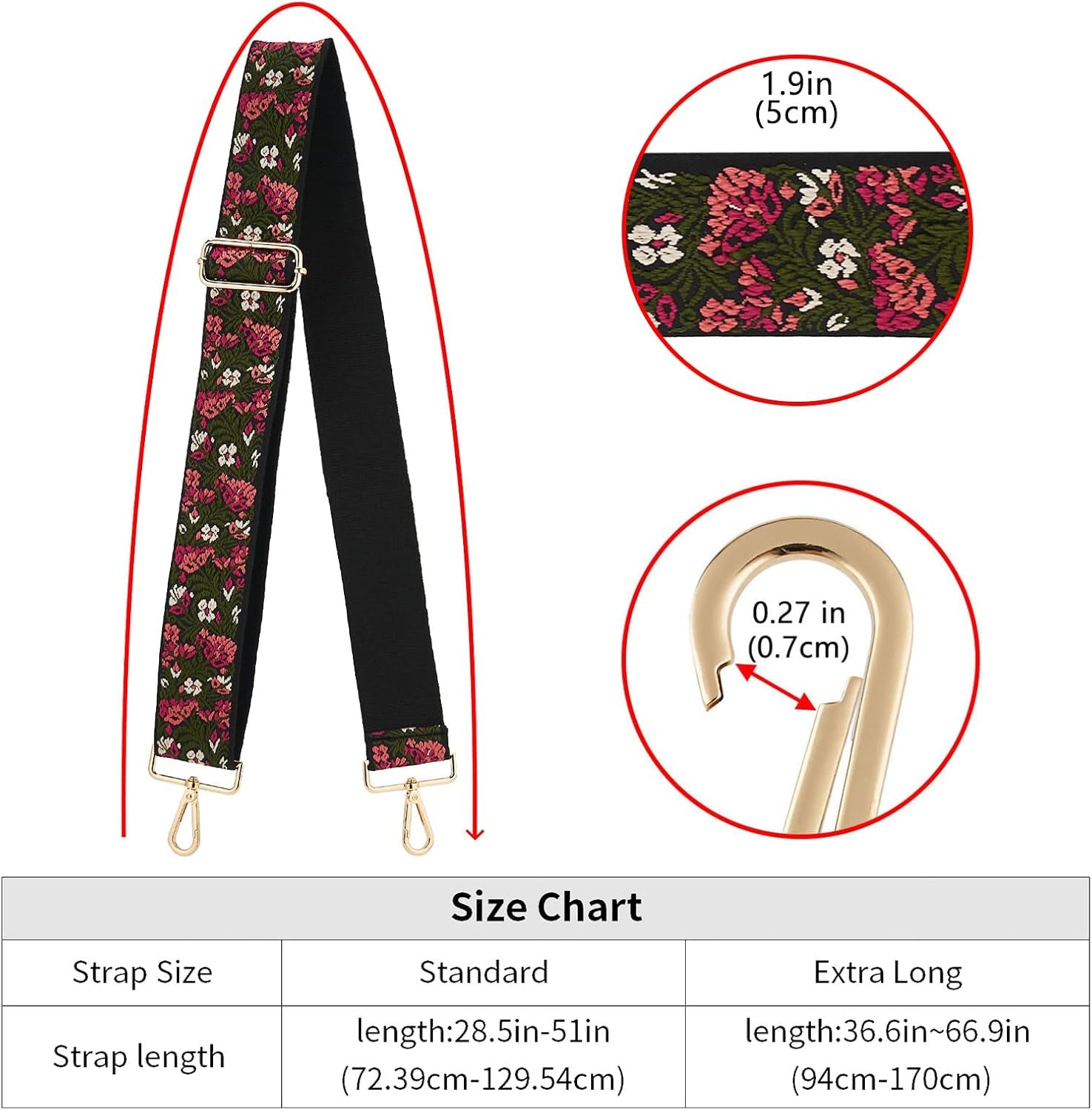 Adjustable Wide Shoulder Strap Replacement for Crossbody Canvas Handbags