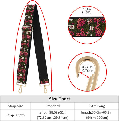 Adjustable Wide Shoulder Strap Replacement for Crossbody Canvas Handbags