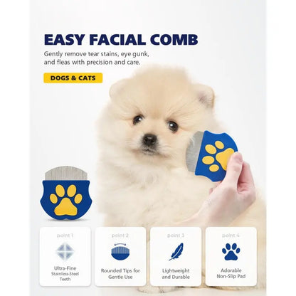 Professional Pet Grooming Comb for Dogs and Cats - Mini Face Brush for Shedding Control and Flea Removal, Essential Tool for Pet Care