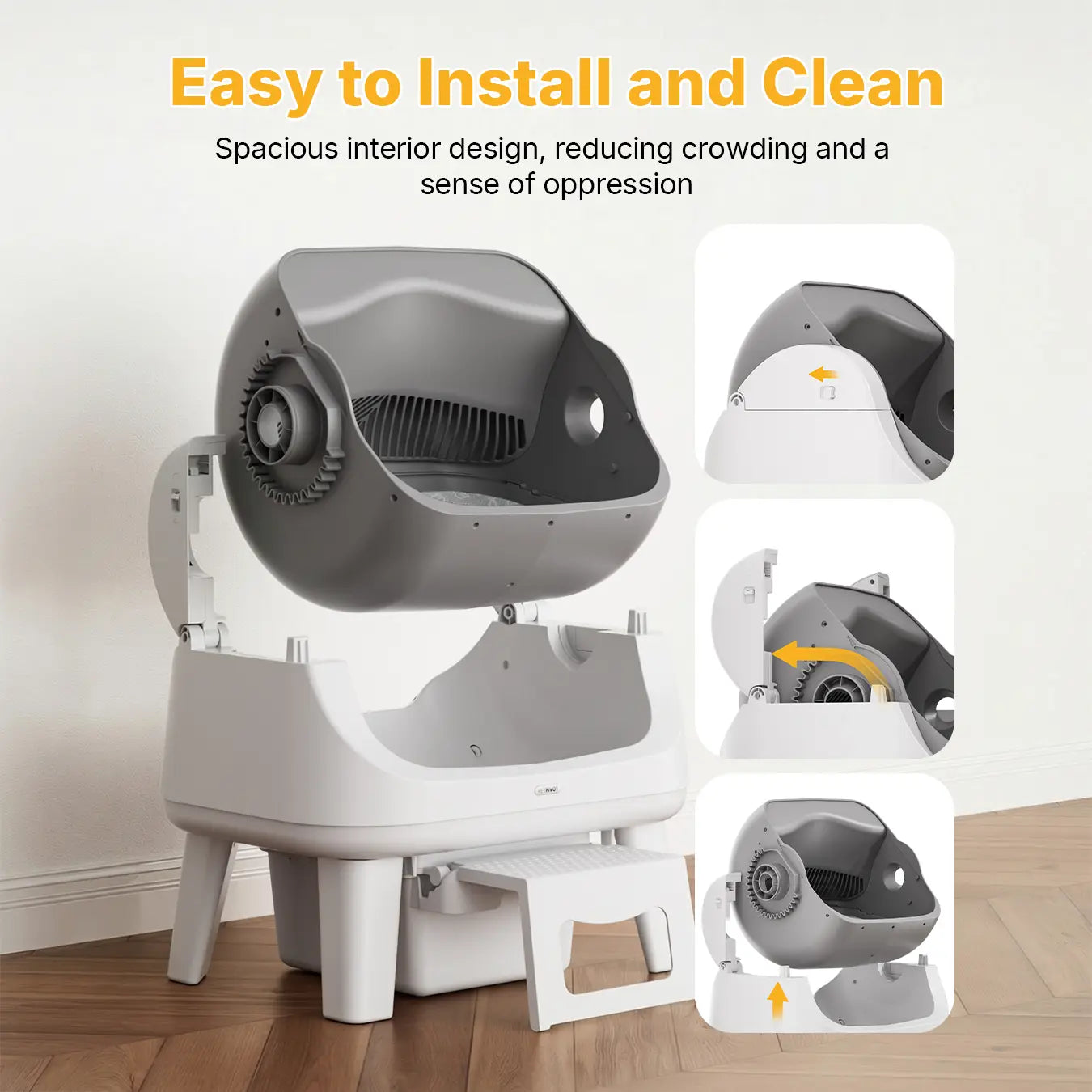 Petpivot Autoscooper 12 Lite Open Top Self-Cleaning Cat Litter Box with Advanced Safety Sensors and Accessible Design for Senior Cats