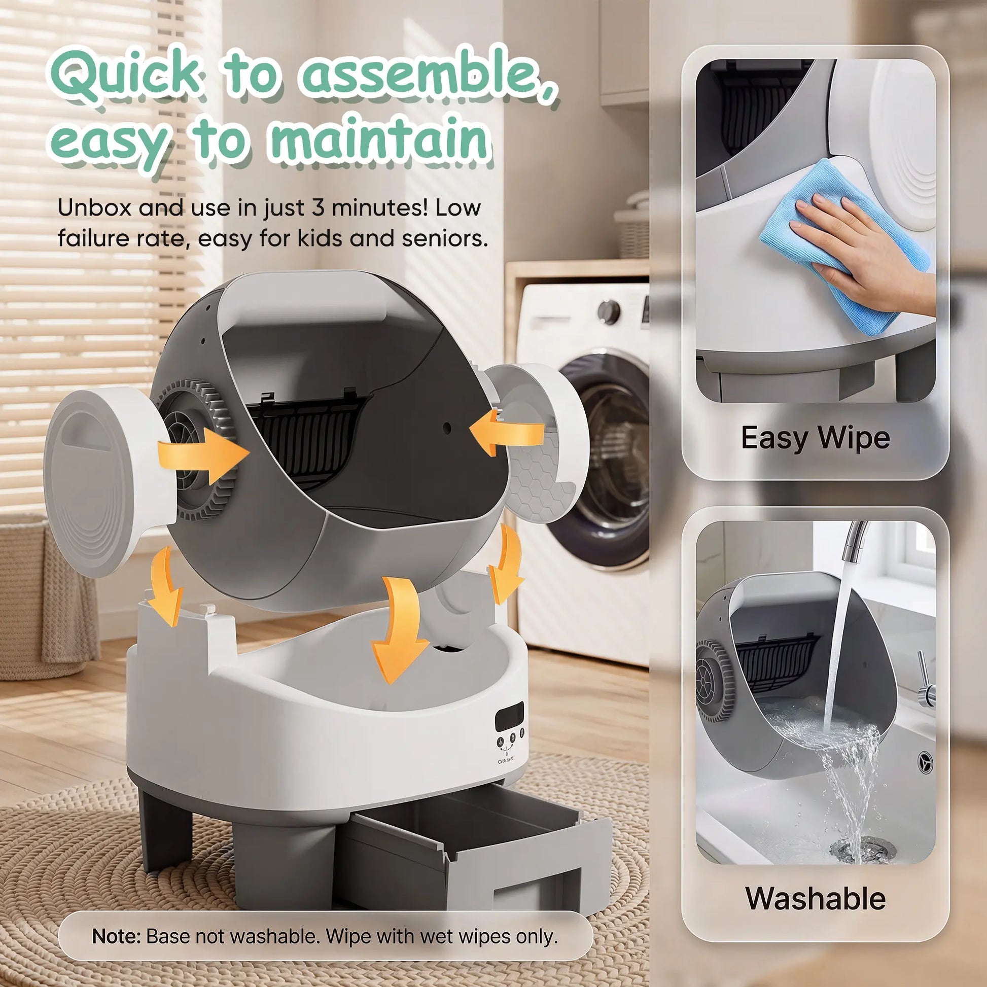Warcat Advanced Automatic Open-Top Cat Litter Box with Streamlined Self-Cleaning System and Enhanced Safety Sensors for Convenient Usage