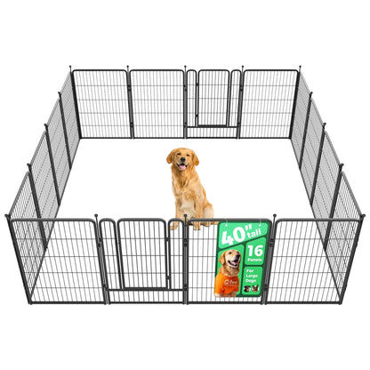 FXW Rollick Unleashed Dog Playpen for Indoor and Outdoor Use, Available in Heights of 40", 45", and 50" with 8 or 16 Panels for Medium and Large Dogs, Black/White│Patented Design, Summervibes