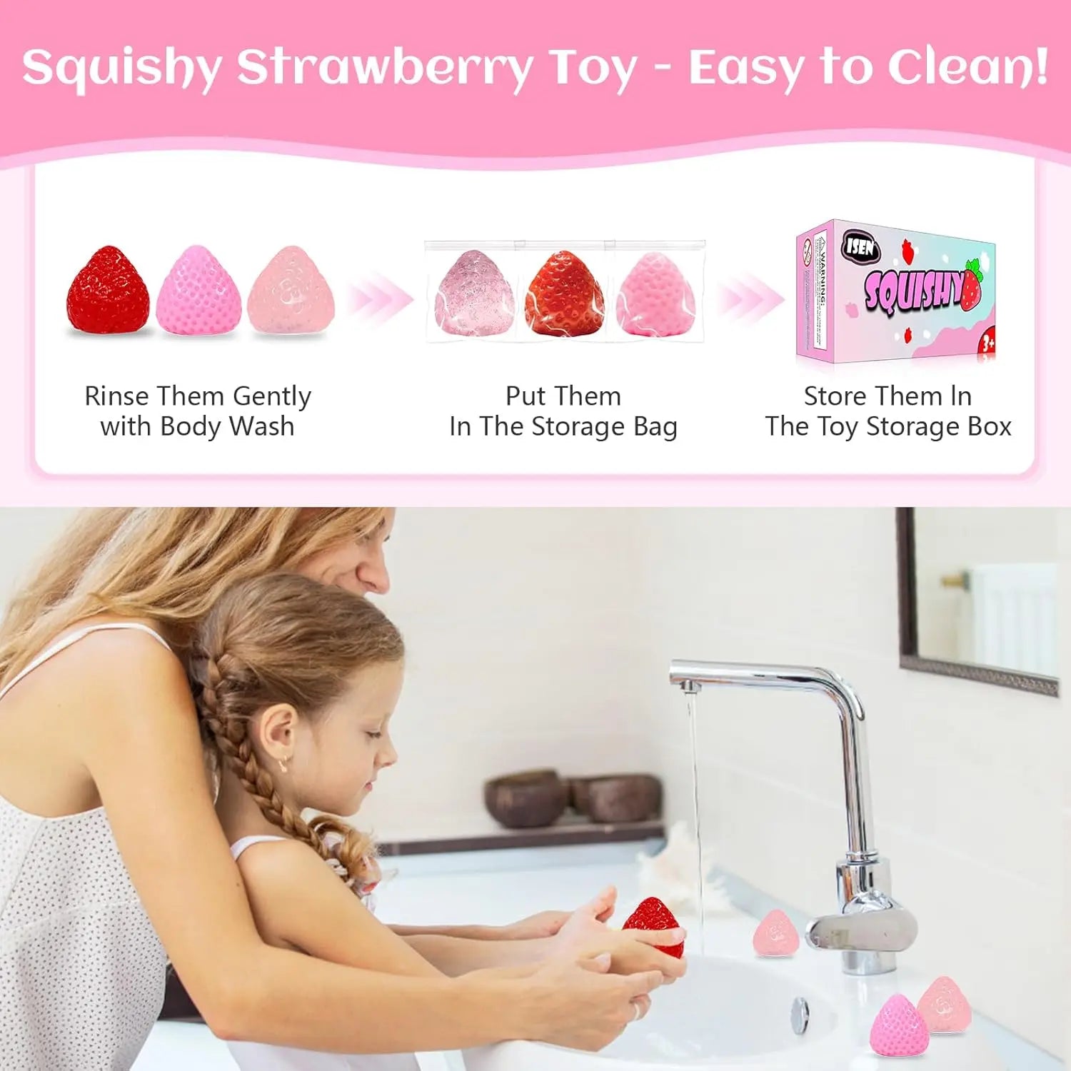 Extra Large 5-Inch Taba Squishy Hamster Strawberry Stress Balls – Vanilla Strawberry Butter Slime, Set of 3 for All Ages